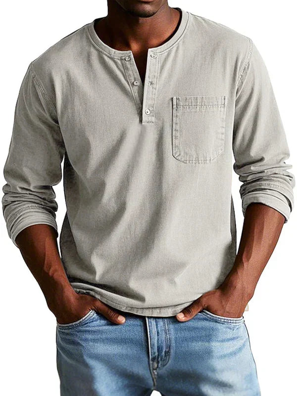 Damian | Men's Relaxed-Fit Henley Long Sleeve Shirt