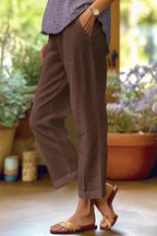 Freya | Women's Straight-Leg High-Waist Trousers with Side Pockets