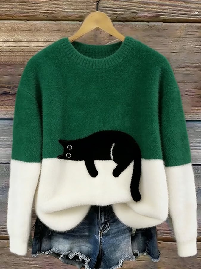 Ines Cat Motif Wool-Mix Knit Sweater