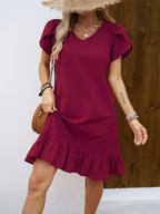 Virginie | Women's Ruffled V-Neck Flutter Sleeve Mini Dress