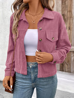 Christiane | Women's Ribbed Button-Front Cropped Jacket