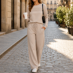 Isabeau | Women's Crew Neck Two-Piece Wide-Leg Lounge Set