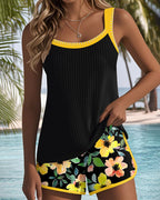 Wybrig | Women's Textured Tankini Set with Contrast Trim