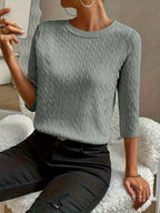 Kristin | Women's Ribbed Crew Neck Three-Quarter Sleeve Sweater