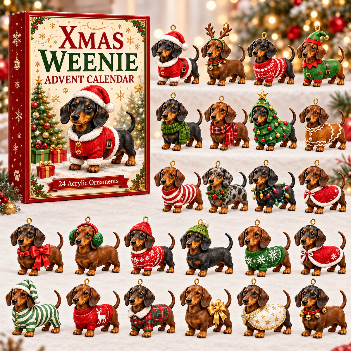 Jannigje | Dachshund Advent Calendar Christmas Gift Ornament Set