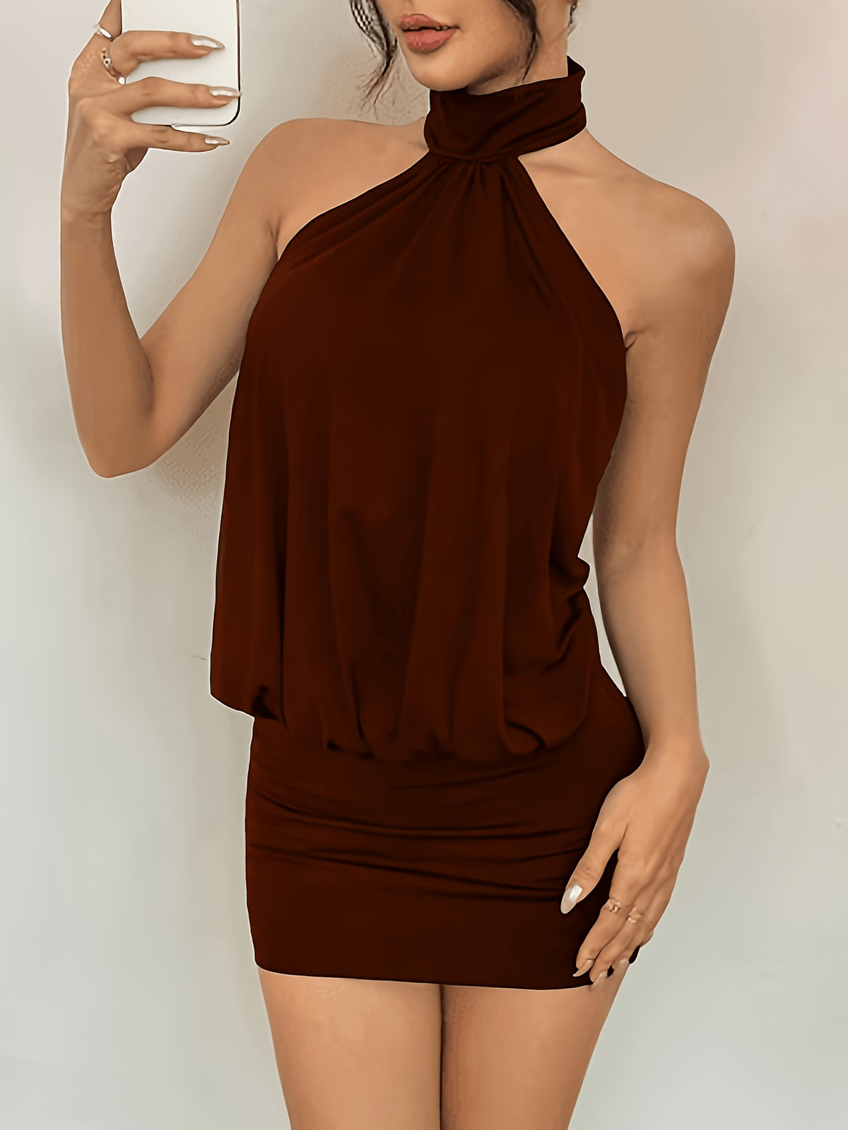 Doortje | Women's Halter Mini Dress with Open Back