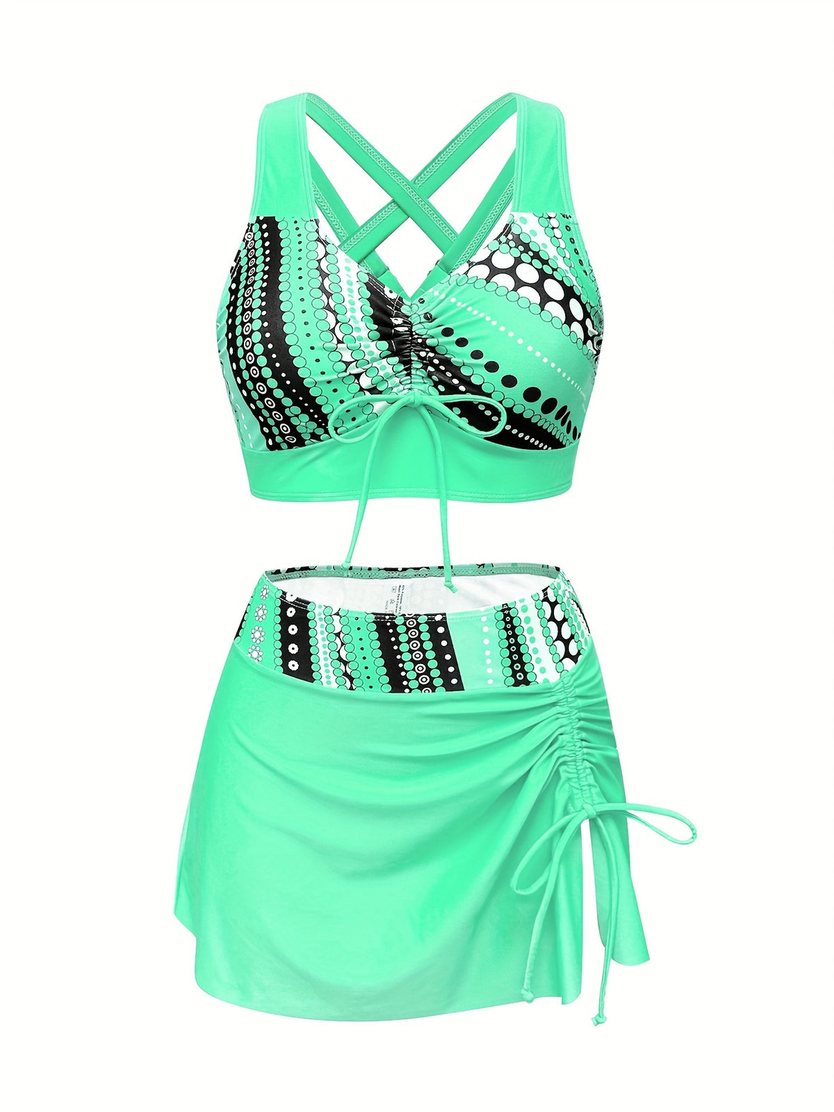 Fabienne | Women's Ruched Tie-Front Skirted Swimsuit Set