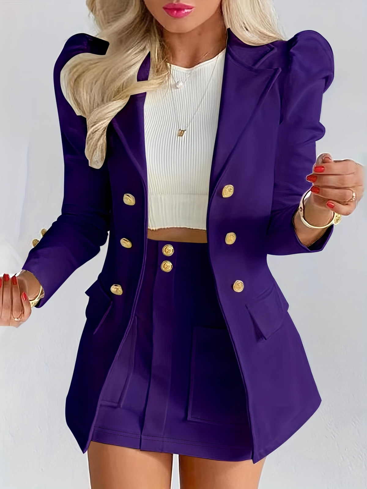 Farah | Women's Double-Breasted Blazer & Skirt Set