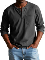 Damian | Men's Relaxed-Fit Henley Long Sleeve Shirt