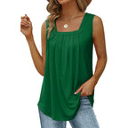 Idalie | Women's Pleated Square Neck Tank Top