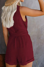 Lucia | Women's V-Neck Belted Jumpsuit with Pockets