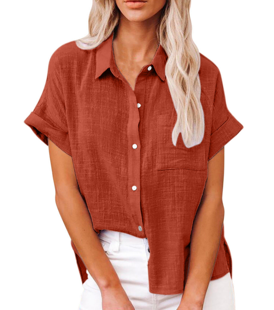 Mathilde | Women's V-Neck Short Sleeve Blouse