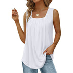 Idalie | Women's Pleated Square Neck Tank Top