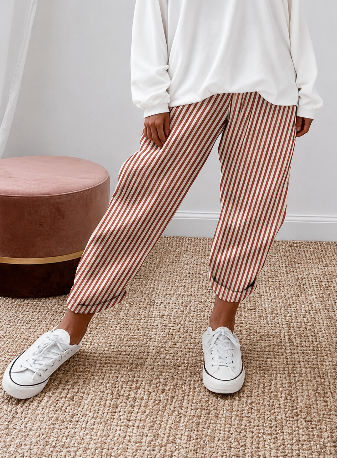 Willow | Women's Striped Wide-Leg Trousers with Elastic Waist