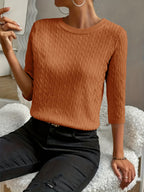 Kristin | Women's Ribbed Crew Neck Three-Quarter Sleeve Sweater