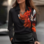 Shannon Elegant Shiny Blouse with V-Neck
