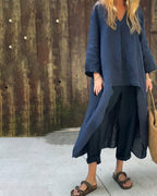Rieke | Women's Relaxed Long Sleeve Shirt and Wide-Leg Pants Two-Piece Set