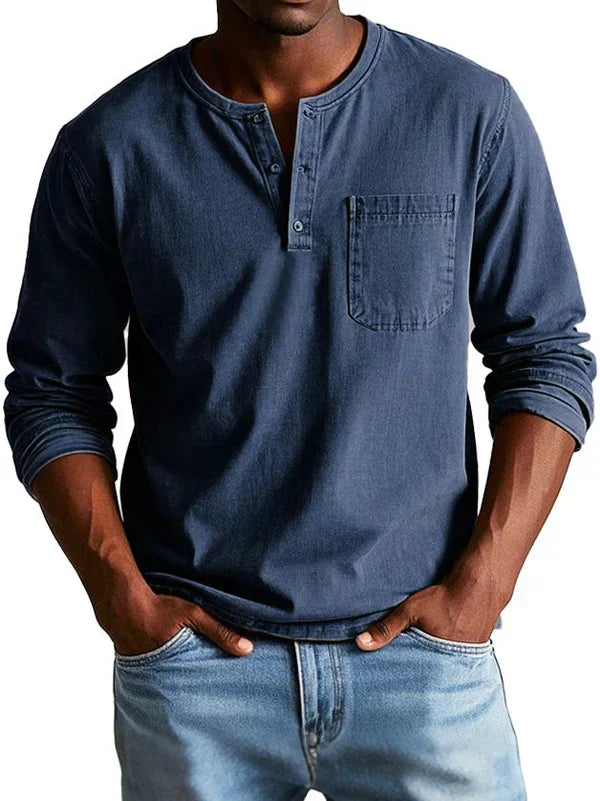 Damian | Men's Relaxed-Fit Henley Long Sleeve Shirt