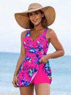 Hylkje | Women's Floral Wrap Front Swim Dress with V-Neck