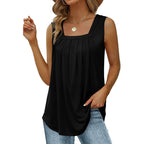Idalie | Women's Pleated Square Neck Tank Top