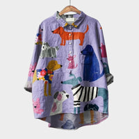 Amalia | Women's Printed Square Neck Blouse with Flutter Sleeves