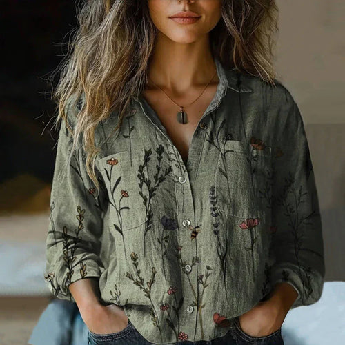 Editha | Women's Bohemian Vintage V-Neck Blouse