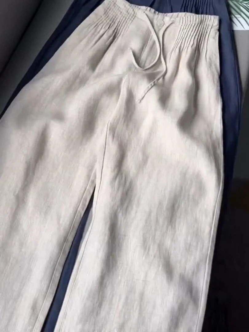 Sienna Blaine | Women's Wide-Leg High-Waist Trousers with Drawstring Waist