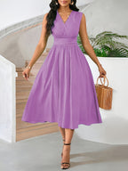 Jodie | Women's Wrap V-Neck Pleated Midi Dress