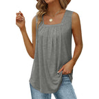 Idalie | Women's Pleated Square Neck Tank Top