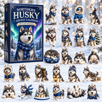 Husky Advent Calendar Christmas Gift Ornament Set