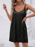 Margrethe | Women's Sequin V-Neck A-Line Mini Dress