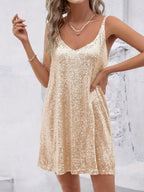 Margrethe | Women's Sequin V-Neck A-Line Mini Dress