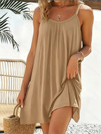 Silje | Women's Ruched Cami Mini Dress with Side Slit