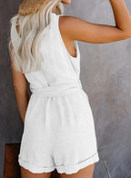 Lucia | Women's V-Neck Belted Jumpsuit with Pockets