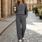 Isabeau | Women's Crew Neck Two-Piece Wide-Leg Lounge Set