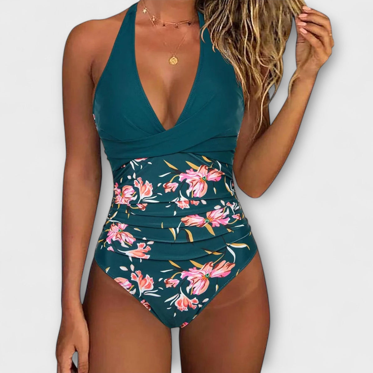 Agnes | Women's V-Neck One-Piece Swimsuit with Ruched Fit