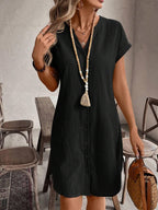 Simone | Women's Button-Front V-Neck Mini Dress