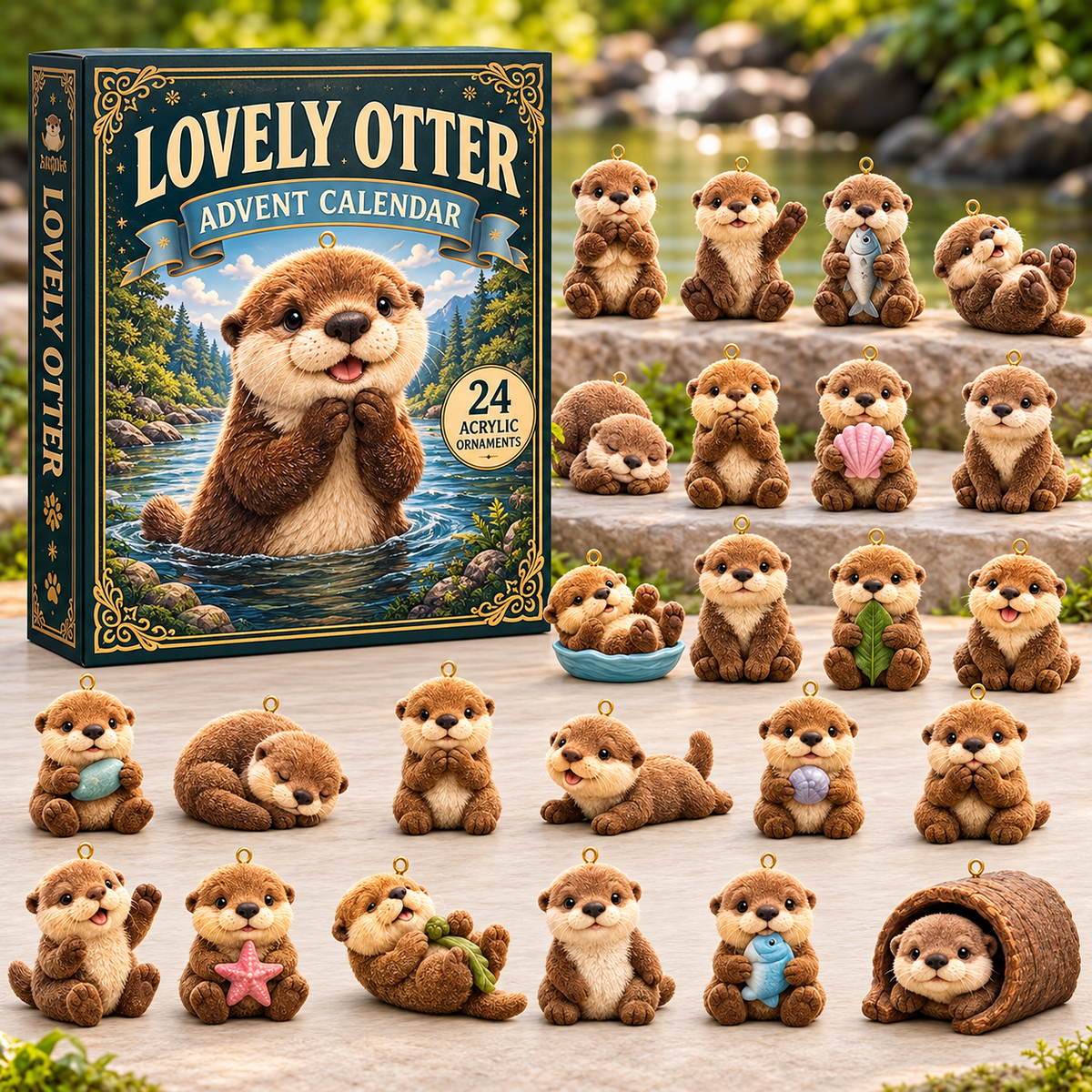 Isbel | Advent Calendar Christmas Gift Otter Ornament Set
