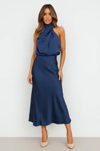 Chloé | Women's Draped Cowl Neck Satin Maxi Dress