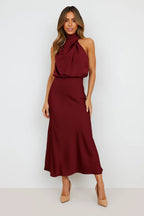 Chloé | Women's Draped Cowl Neck Satin Maxi Dress