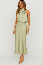 Chloé | Women's Draped Cowl Neck Satin Maxi Dress