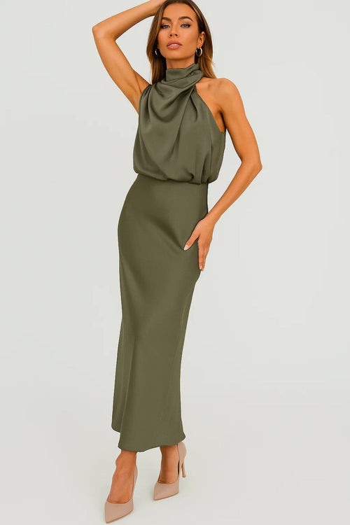 Chloé | Women's Draped Cowl Neck Satin Maxi Dress