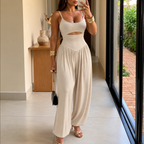 Lara | Women's Cutout Wide-Leg Jumpsuit with Tie Back