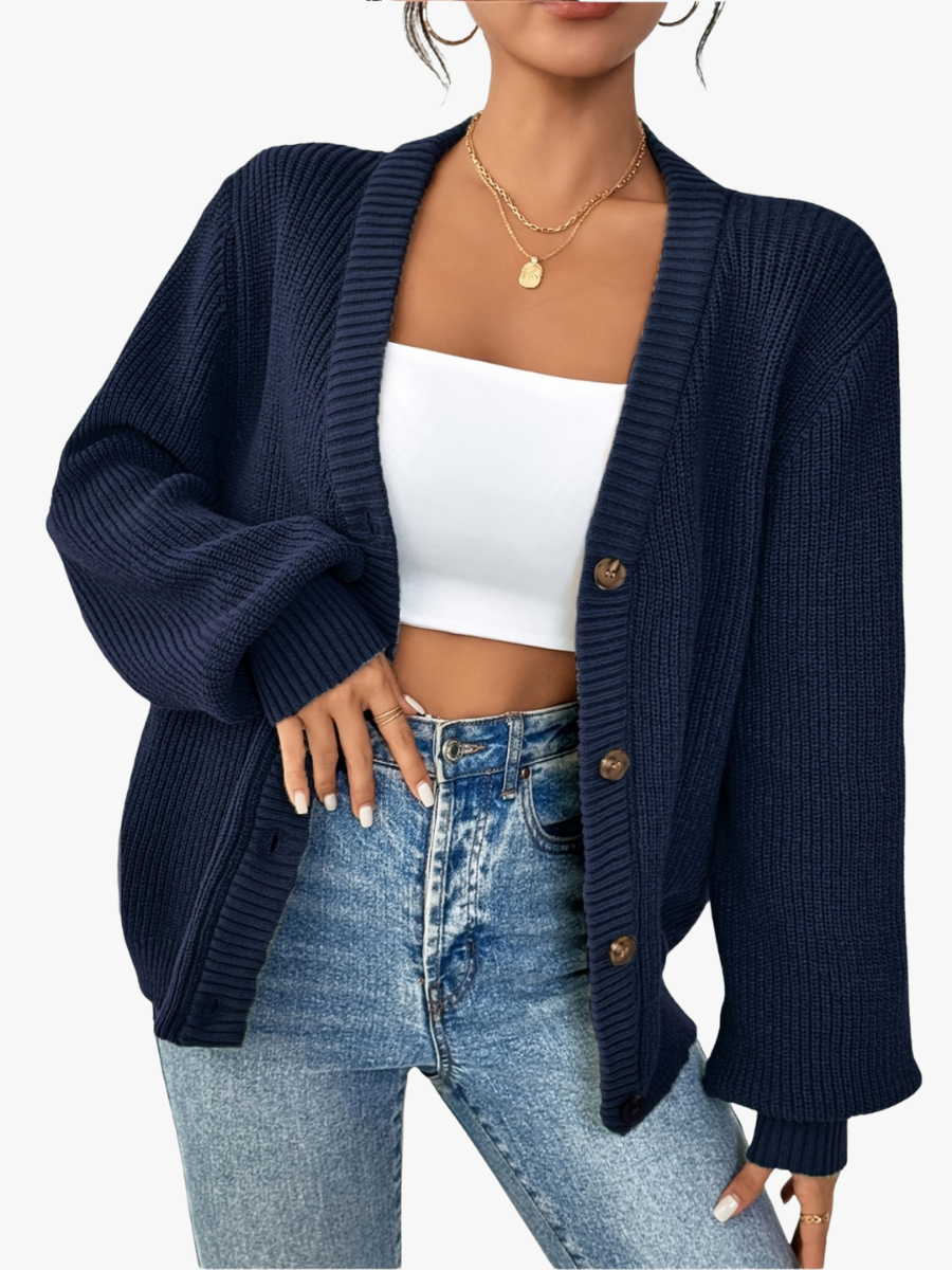 Zoé | Women's Button-Front V-Neck Knit Cardigan