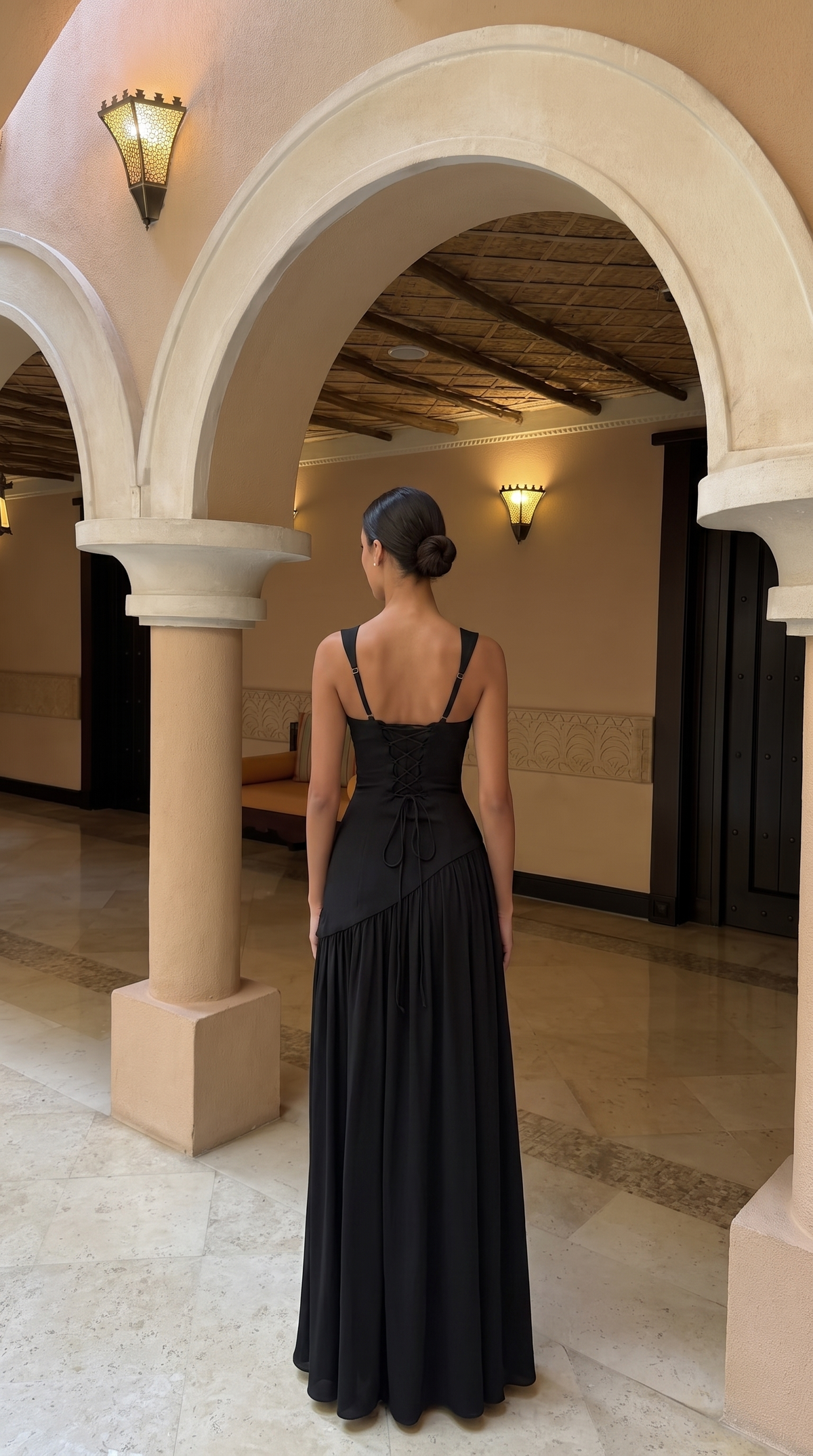 Annelise | Women's Square Neck Maxi Dress with Thigh Split