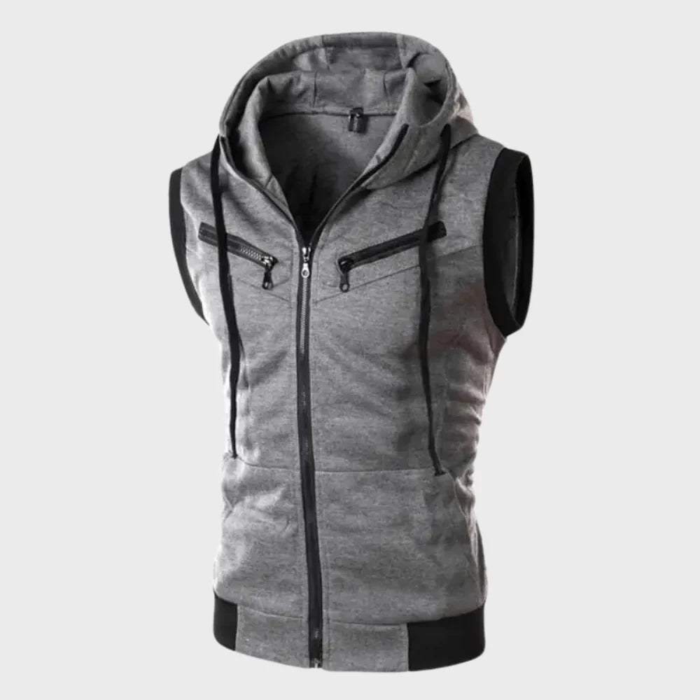 Sem | Men's Sleeveless Hooded Vest with Slim Fit