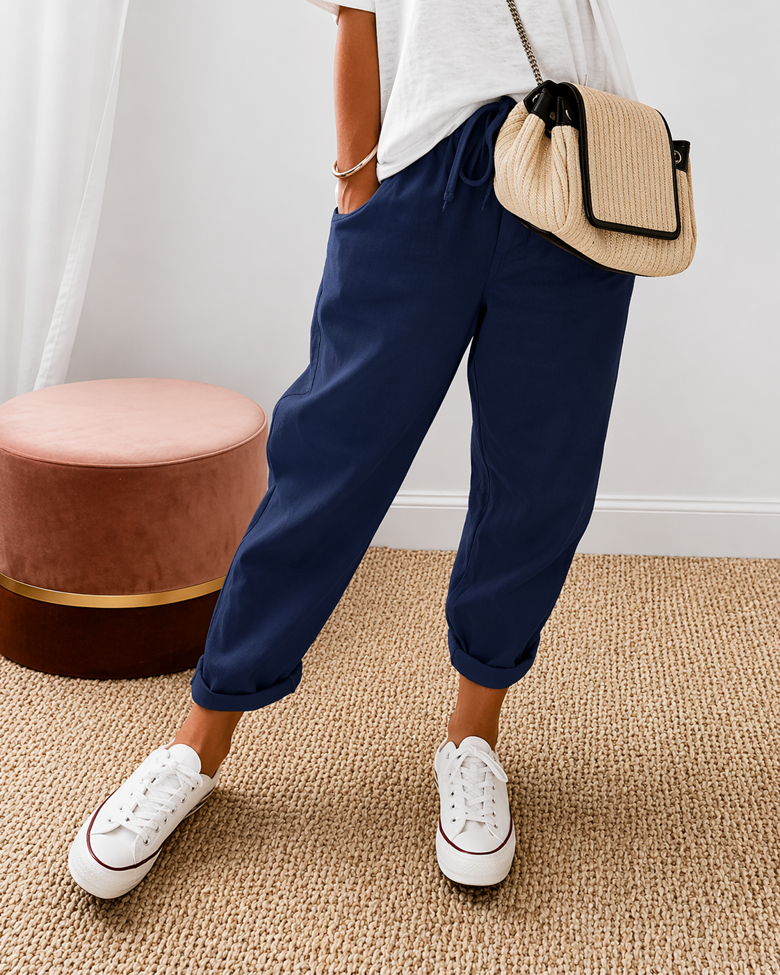 Wren | Women's Wide-Leg Relaxed Fit Pants with Elastic Waist