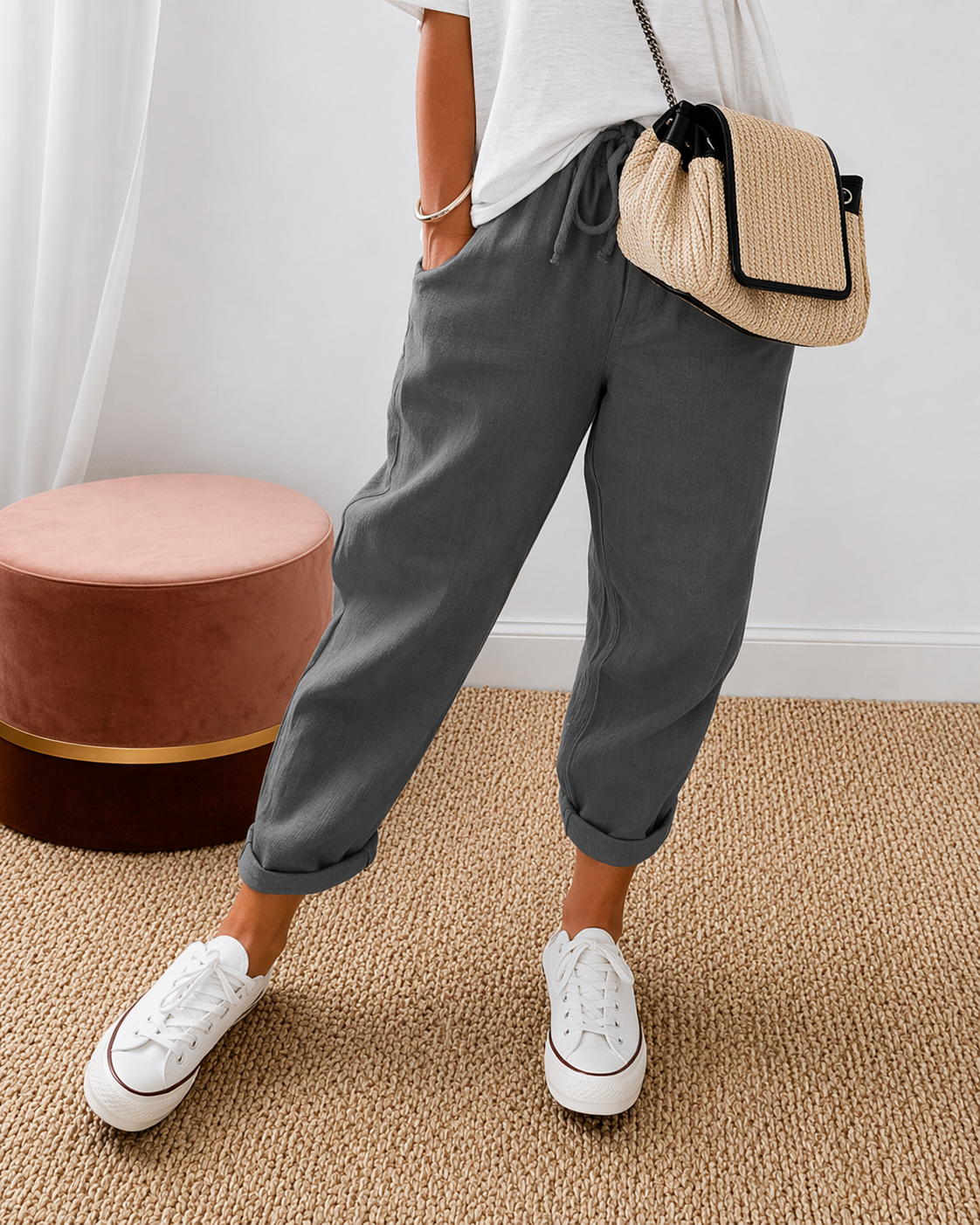 Wren | Women's Wide-Leg Relaxed Fit Pants with Elastic Waist
