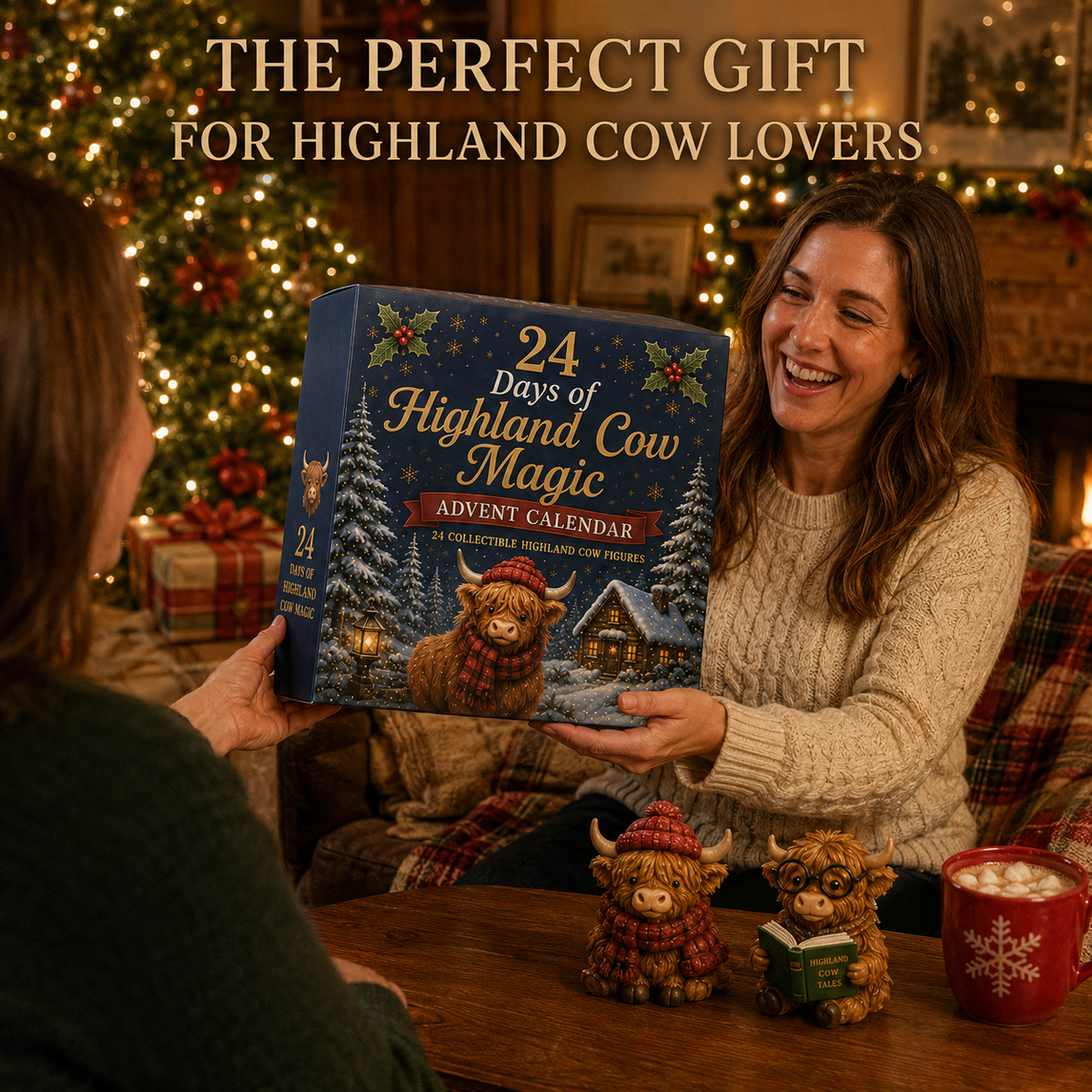 Carolyn | Highland Cow Advent Calendar Christmas Gift, 24 Figures