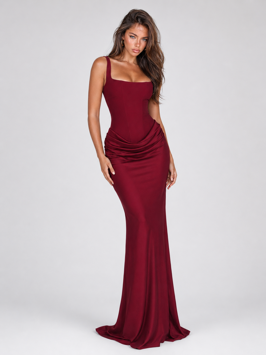 Susanne | Women's Square Neck Bodycon Corset Maxi Dress